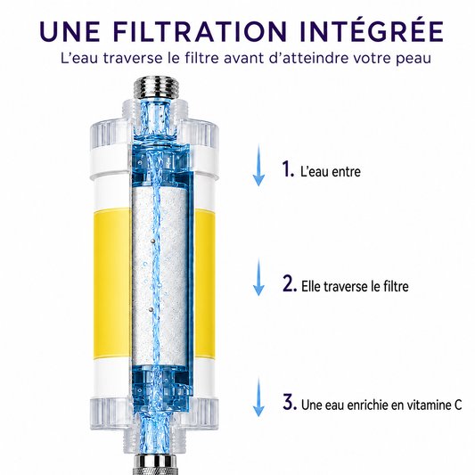 Filtre de douche MAVORA Citron, vue du filtre en 5 couches