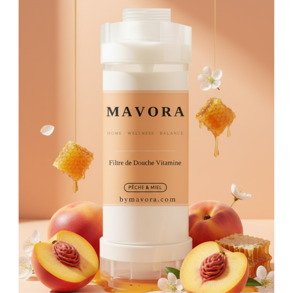 Filtre de douche vitaminé MAVORA parfum Pêche-Miel